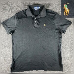 Polo Ralph Lauren Black Polo Shirt Men's Large Flesh Pony Custom Slim Fit Golf